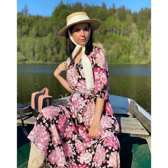 H&M Floral Print Puff sleeve Dress Viscose - Picture 10 of 16